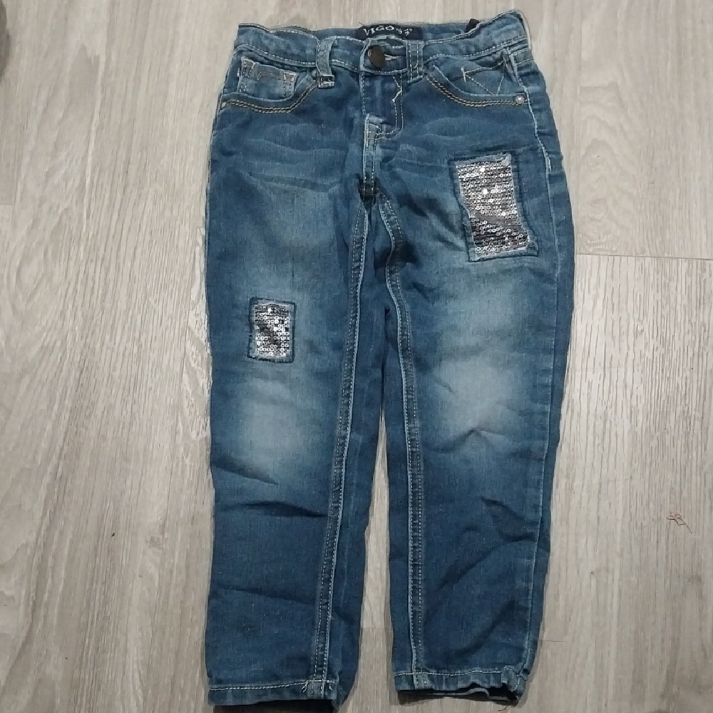 Girls Vigoss Blue Jeans with Sequin Accents Skinny Stretch Size 4